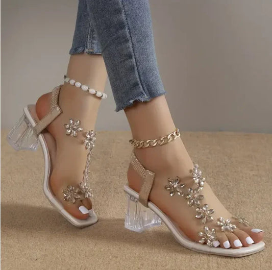 Celina – Sandalias con pedrería floral
