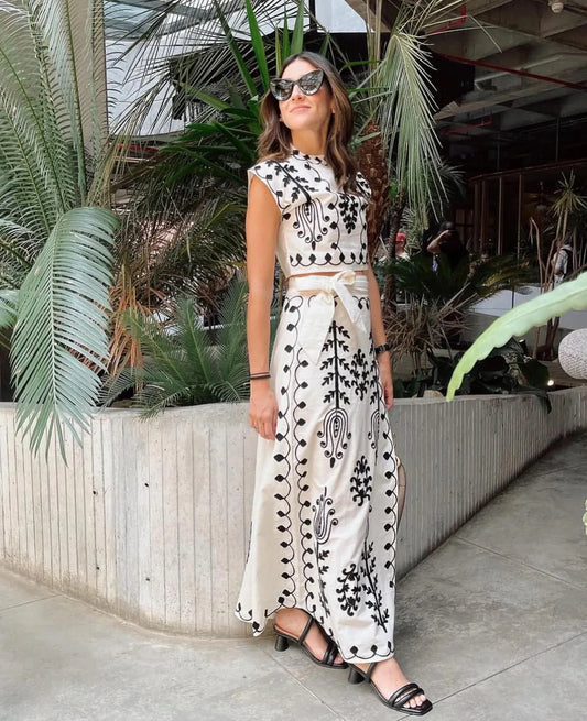 Olivia - Conjunto estampado Top y Falda